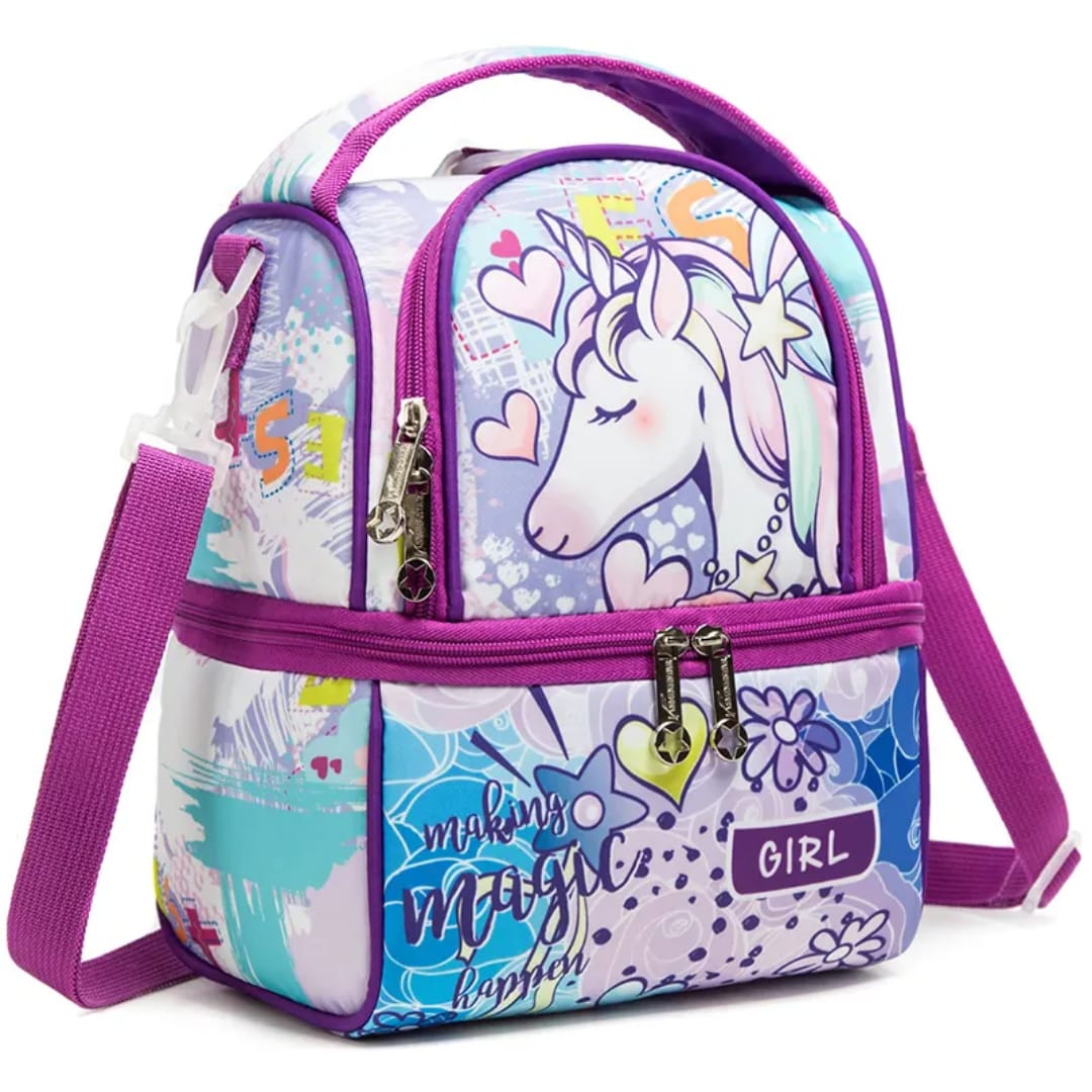 Buy FrescoPack Insulated Lunch Bag – Double Compartments | Waterproof & Stylish (Unicorn, Purple) at MyneeMoe Online In India