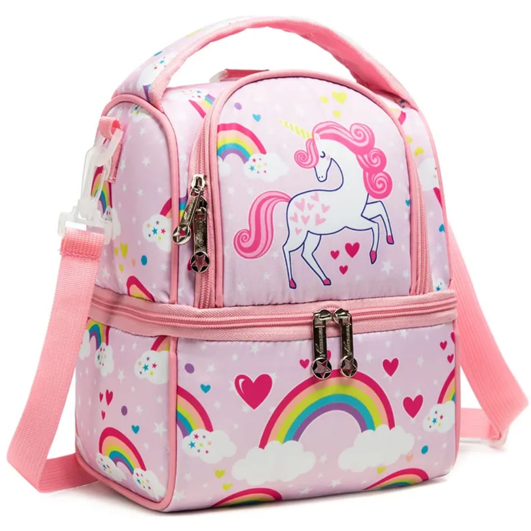 Buy FrescoPack Insulated Lunch Bag – Double Compartments | Waterproof & Stylish (Unicorn, Pink) at MyneeMoe Online In India