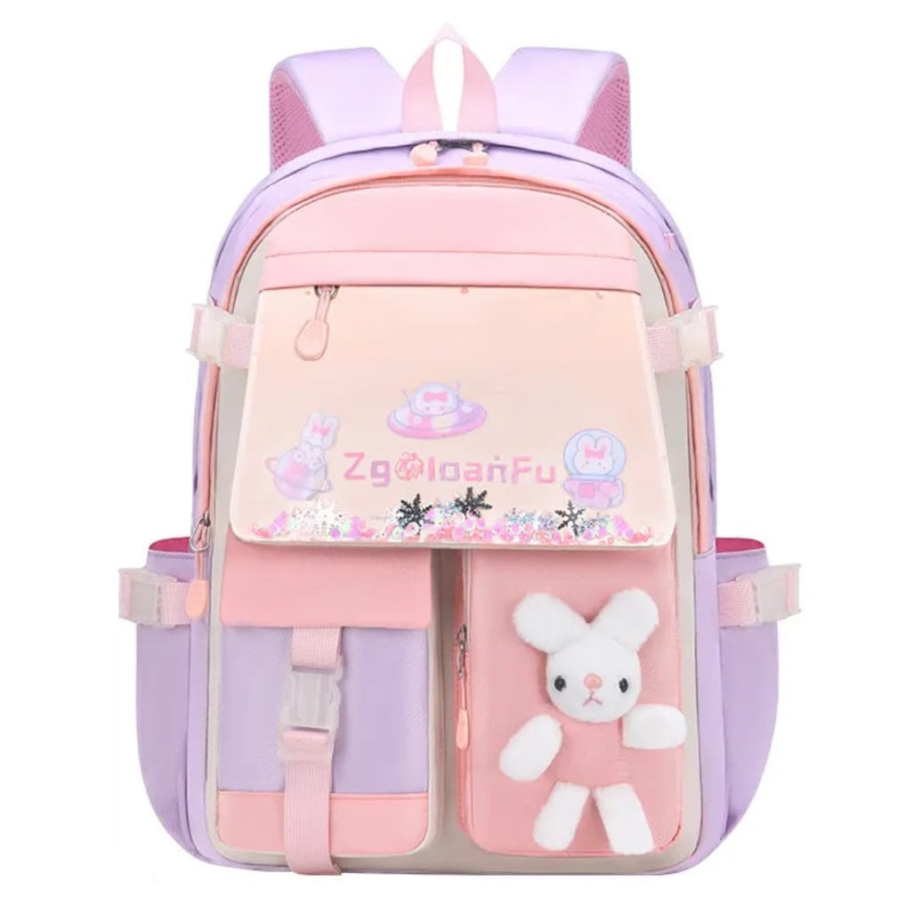 Buy MyneeMoe Soft Pastel Bunny Girls Backpack – Durable, Stylish & Spacious School Bag (Age 7-10Y) Purple - School Bag at MyneeMoe Online In India