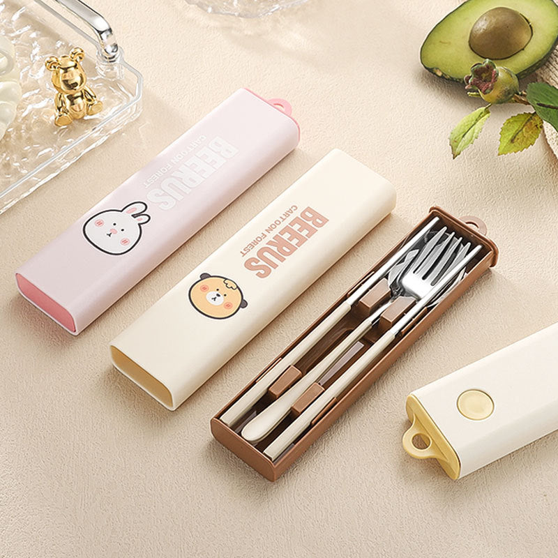 Buy MyneeMoe BEERUS Cartoon Forest 3-Piece Cutlery Set – Spoon, Fork & Chopsticks with Cute Case - Cutlery Set at MyneeMoe Online In India