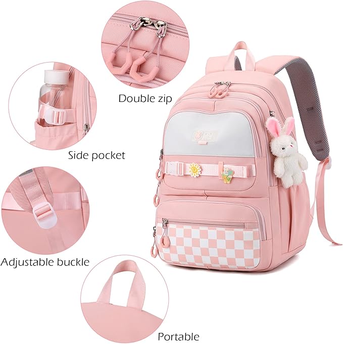 Buy MyneeMoe Sweet Pastel Girl's School Bag – Lightweight, Waterproof & Multi-Pocket Backpack - School Bag at MyneeMoe Online In India