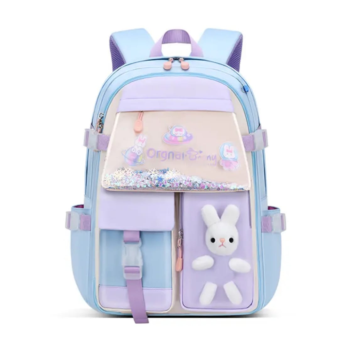 Buy MyneeMoe Soft Pastel Bunny Girls Backpack – Durable, Stylish & Spacious School Bag (Age 7-10Y) Blue - School Bag at MyneeMoe Online In India
