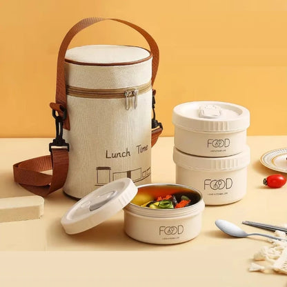 Buy MyneeMoe Lunch Time 3 Compartment Stainless Steel Lunch Box with Bag Microwave Safe - Insulated Lunch Bag Box at MyneeMoe Online In India