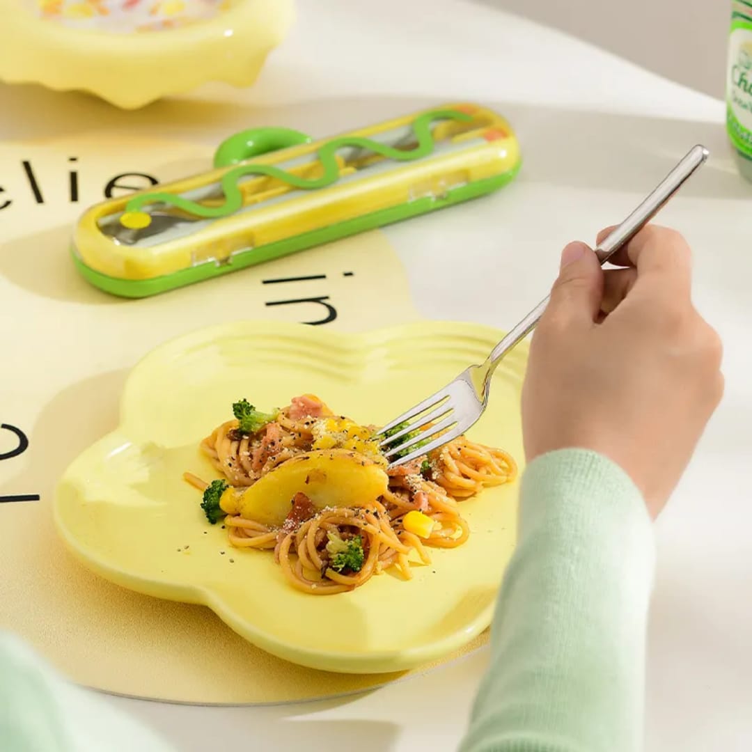 Buy MyneeMoe GoBite Travel Cutlery Set – Spoon, Fork & Chopsticks in Cute Case - Cutlery Set at MyneeMoe Online In India