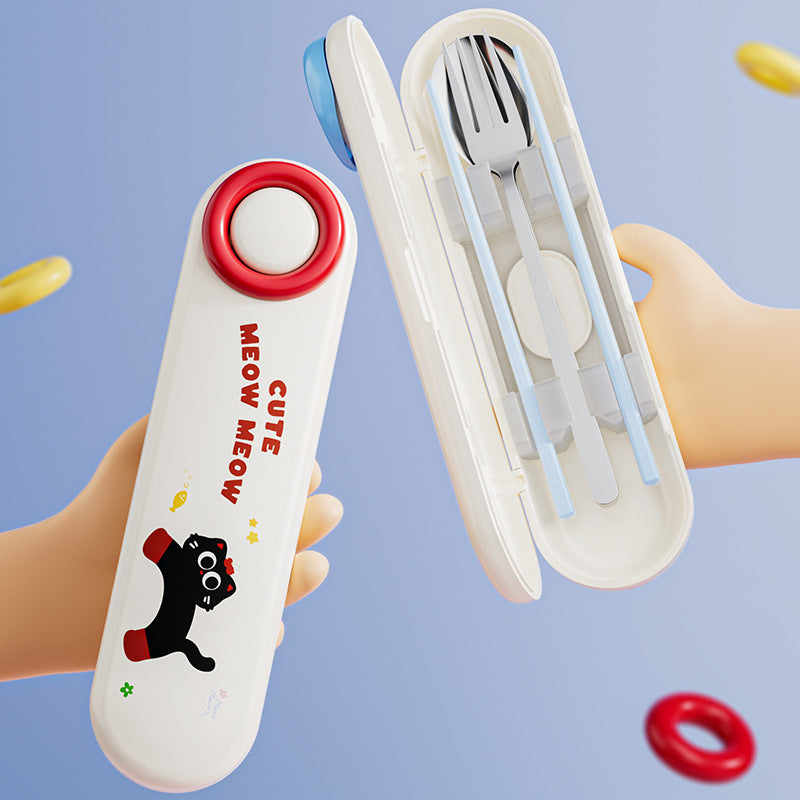 Buy MyneeMoe HappyPaws Travel Cutlery Set – Spoon, Fork & Chopsticks in Cute Case - Cutlery Set at MyneeMoe Online In India
