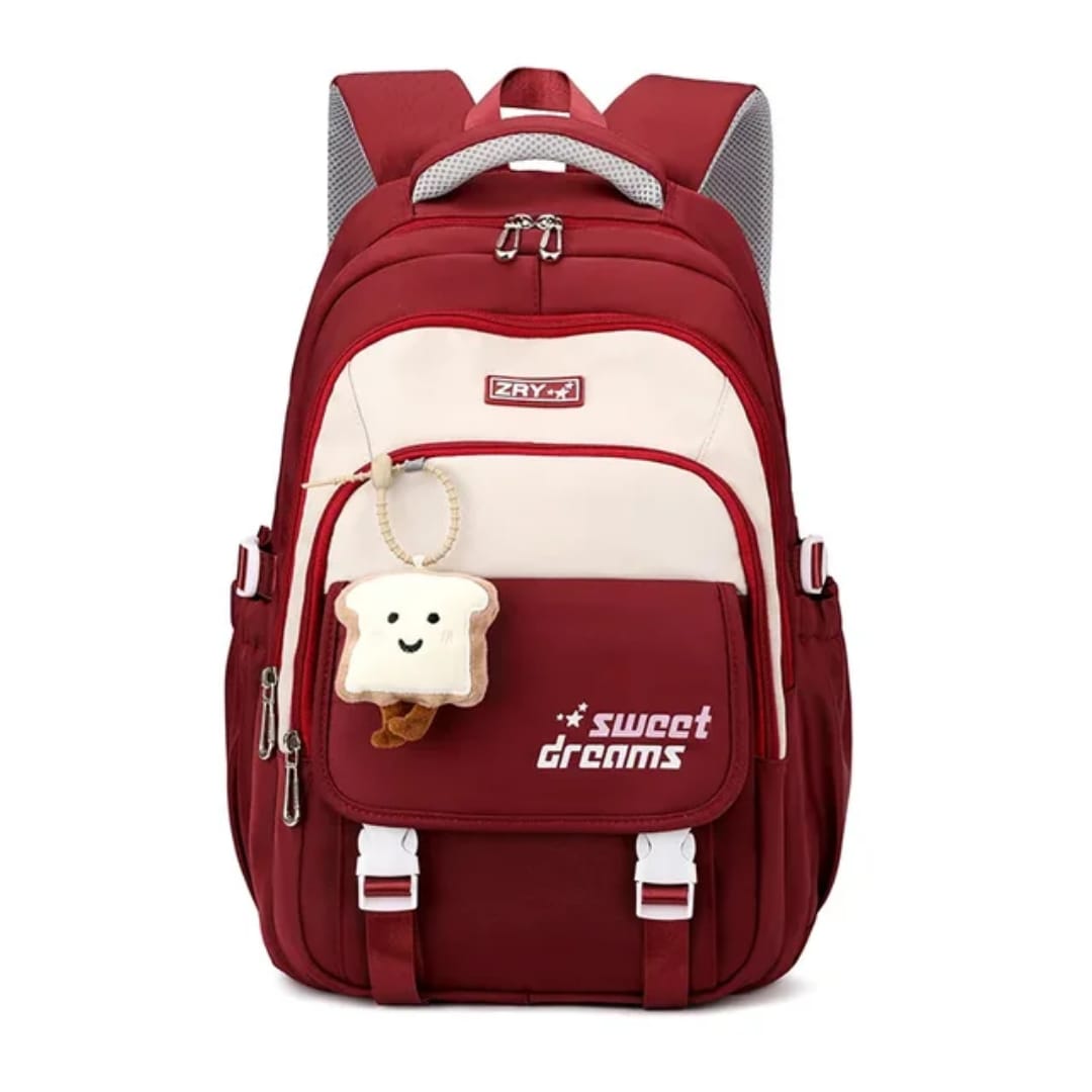 Buy MyneeMoe Sweet Dreams Stylish School Bag with Cute Bread Keychain Red - School Bag at MyneeMoe Online In India