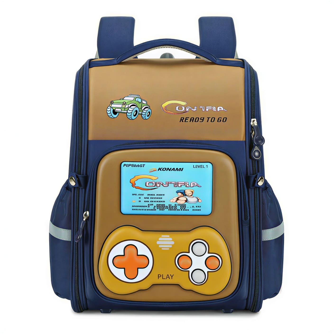 Play Box Kids School Backpack – Durable, Stylish & Spacious School Bag (Blue & Brown)