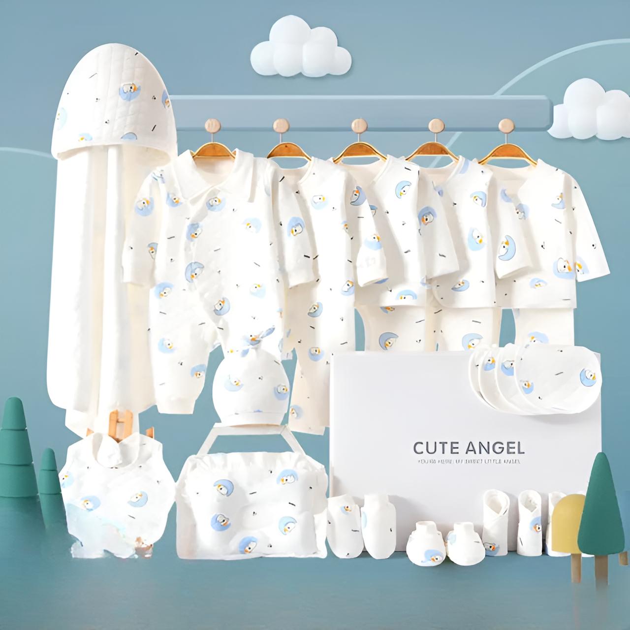 Buy MyneeMoe Angel’s Dream 25 Piece Baby Gift Set – Perfect for Newborns & Baby Showers White & Blue - at MyneeMoe Online In India
