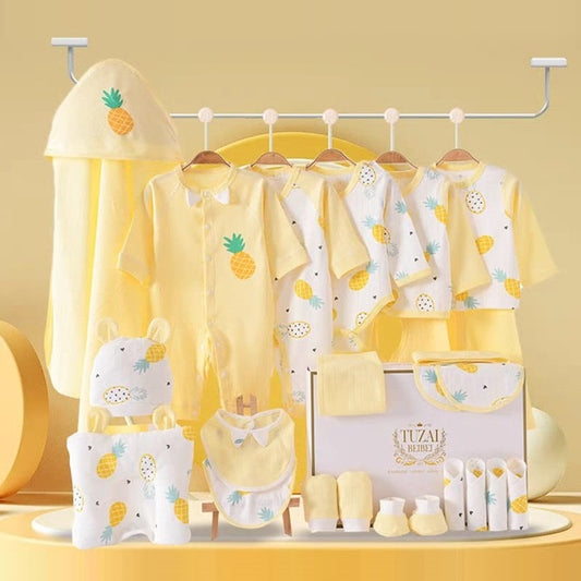 Buy Healthy Beginnings 24 Piece Baby Hamper – Perfect for Newborns & Baby Showers Yellow-Pineapple at Myneemoe Online In India