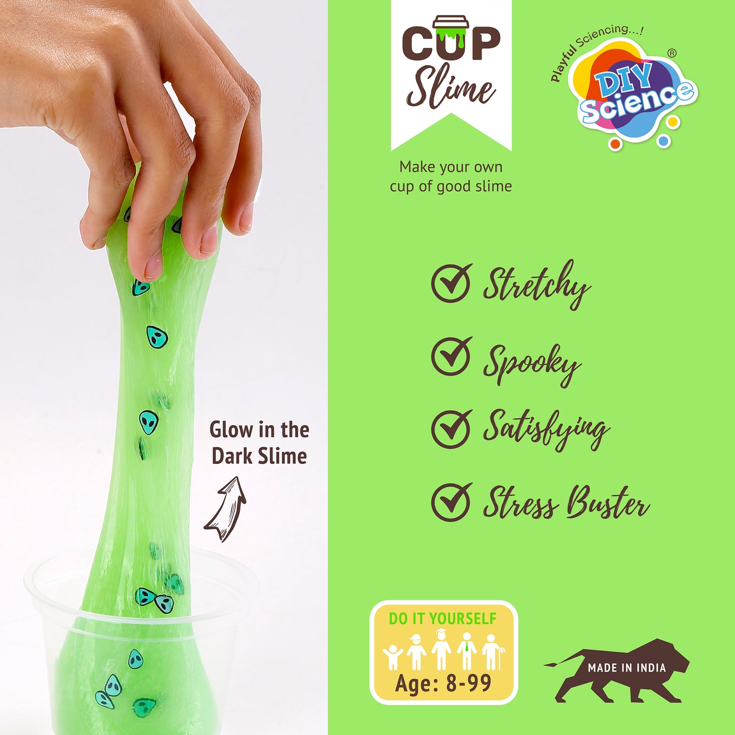 Buy Diy Science Creepy Alien Cup Slime Kit (Texture Glow in the Dark Slime) at Myneemoe Online In India