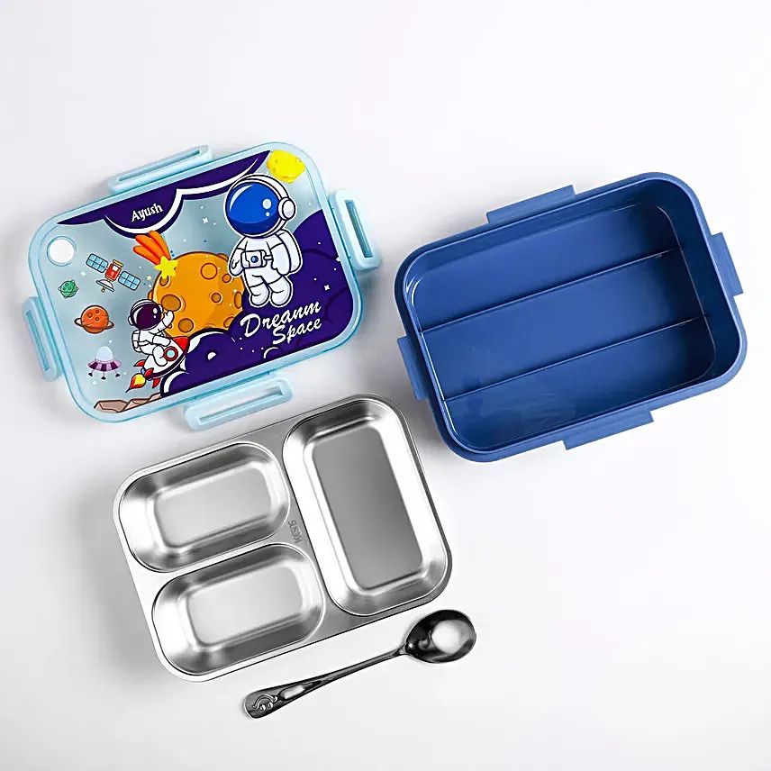 Buy Dream Space 3 Compartment Stainless Steel Bento Lunch Box at MyneeMoe Online In India