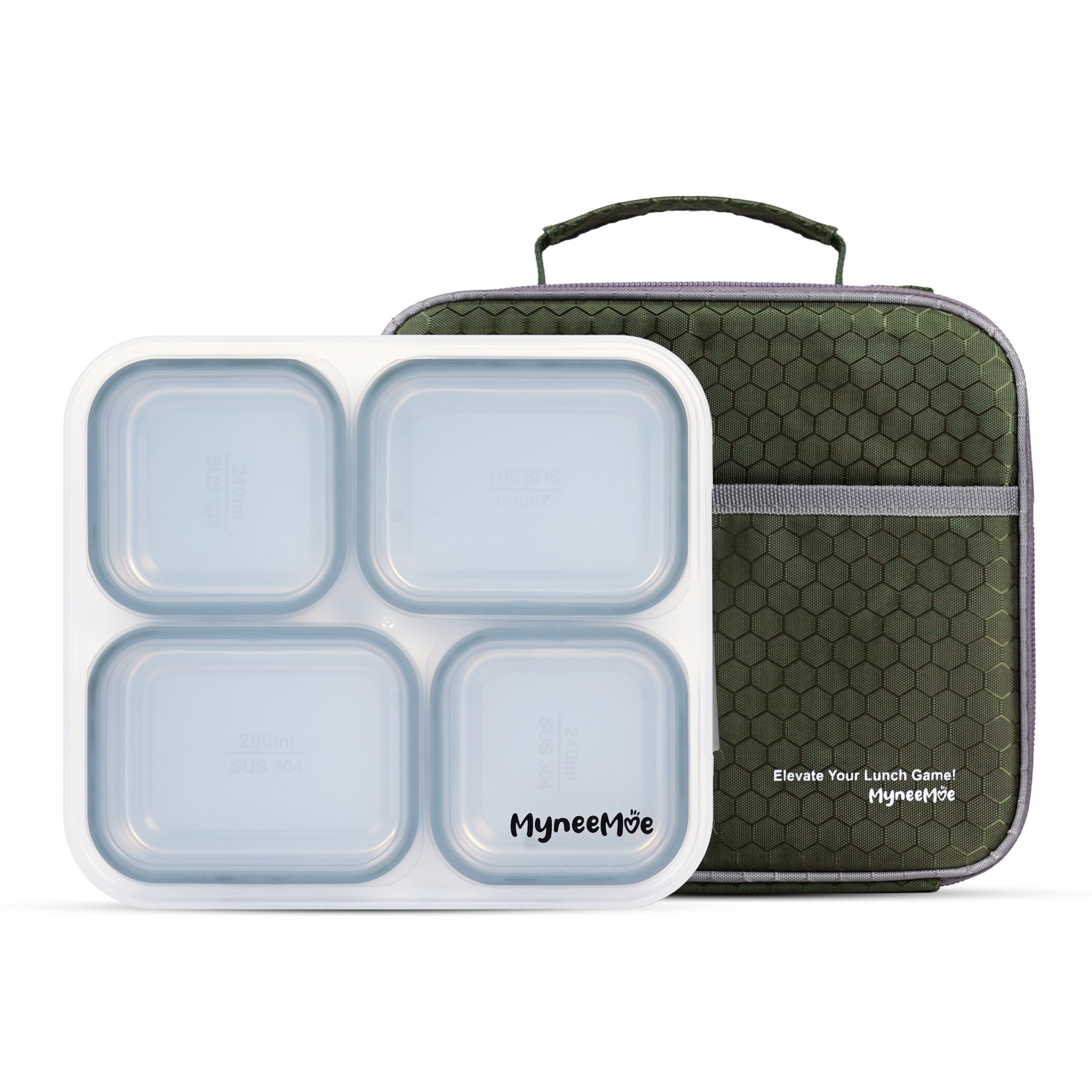 Buy MyneeMoe Meal Station 4 Compartment Stainless Steel Bento Lunch Box with Bag Green - Bento Lunch Box at MyneeMoe Online In India
