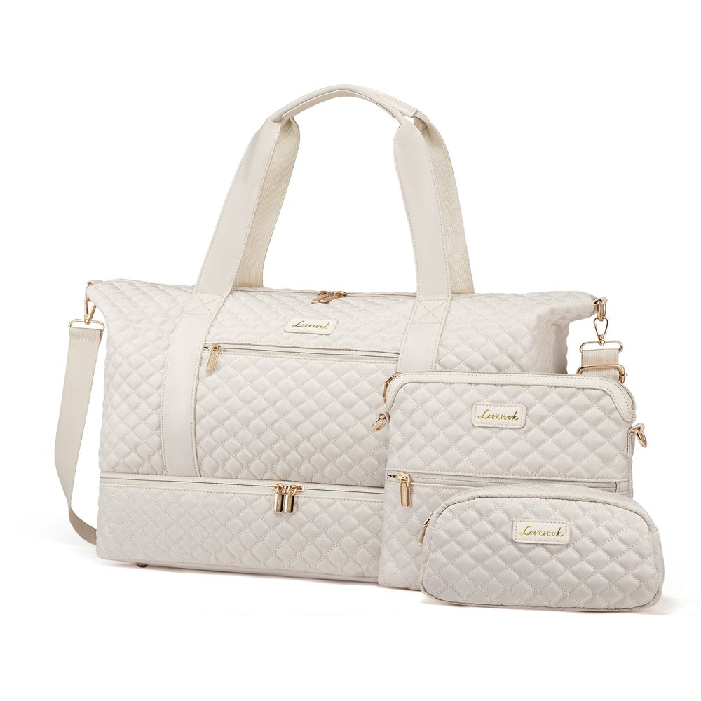 Buy MyneeMoe Lovevook Multipurpose 3-Piece Beige Travel Set for Weekend & Overnight Trips Beige - Travel & Tote Bags at MyneeMoe Online In India