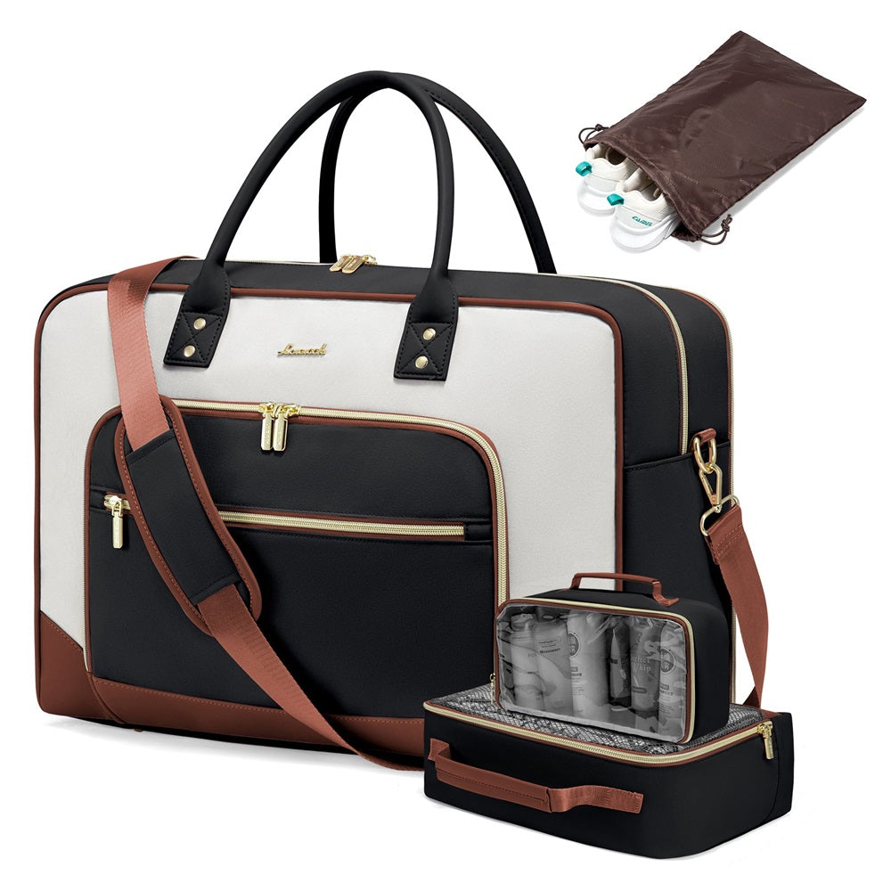 Buy MyneeMoe Lovevook 4-Piece Travel Set Beige & Black: Duffel, Shoe Bag, Toiletry Case & Packing Cube Beige & Black - Travel & Tote Bags at MyneeMoe Online In India