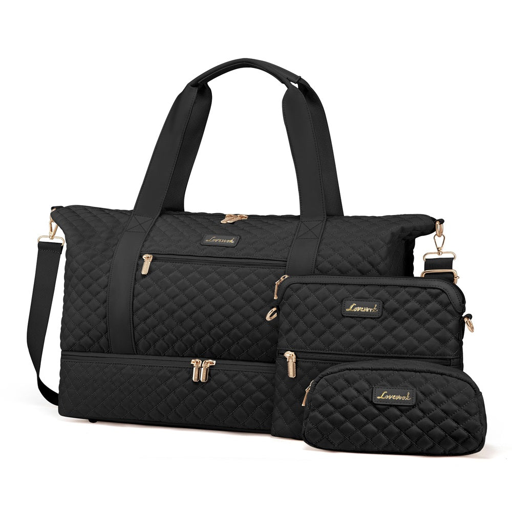 Buy MyneeMoe Lovevook Multipurpose 3-Piece Black Travel Set for Weekend & Overnight Trips Black - Travel & Tote Bags at MyneeMoe Online In India