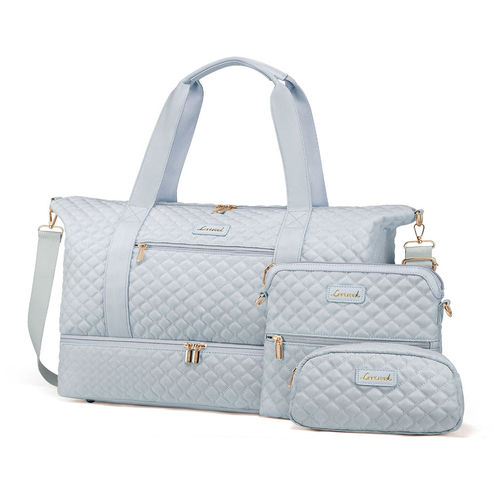 Buy MyneeMoe Lovevook Multipurpose 3-Piece Blue-Gray Travel Set for Weekend & Overnight Trips Blue-Gray - Travel & Tote Bags at MyneeMoe Online In India