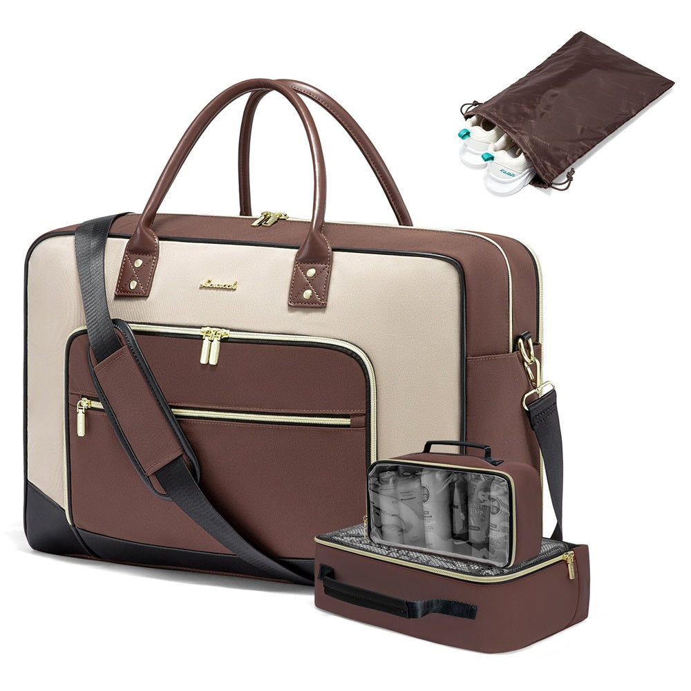 Buy MyneeMoe Lovevook 4-Piece Travel Set Apricot & Brown: Duffel, Shoe Bag, Toiletry Case & Packing Cube Apricot & Brown - Travel & Tote Bags at MyneeMoe Online In India