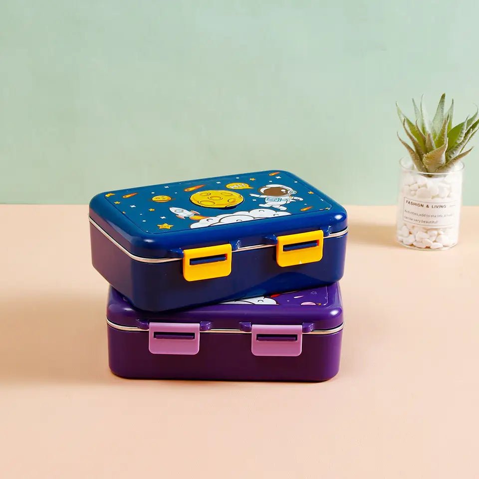 Buy Space Themed 3 Compartment Leak-Proof Stainless Steel Lunch Box at MyneeMoe Online In India