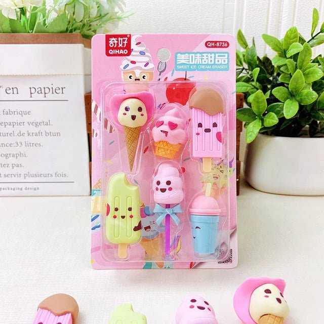 Buy Yummy Ice Cream Eraser Set (Pack Of 12) at Myneemoe Online In India