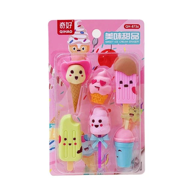 Buy Yummy Ice Cream Eraser Set (Pack Of 12) at Myneemoe Online In India