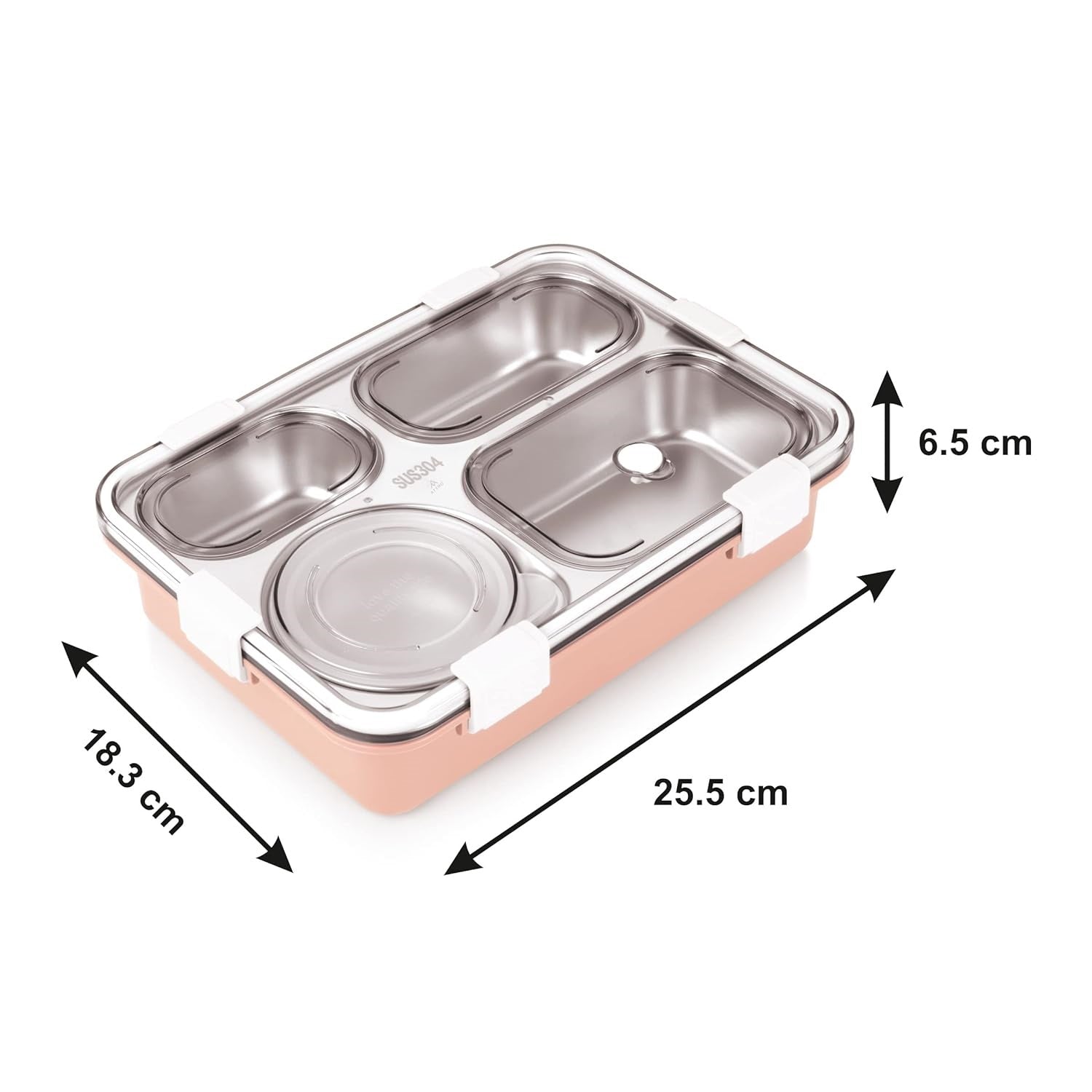 Buy 4 Compartment Stainless Steel Lunch Box With Dibbie at MyneeMoe Online In India