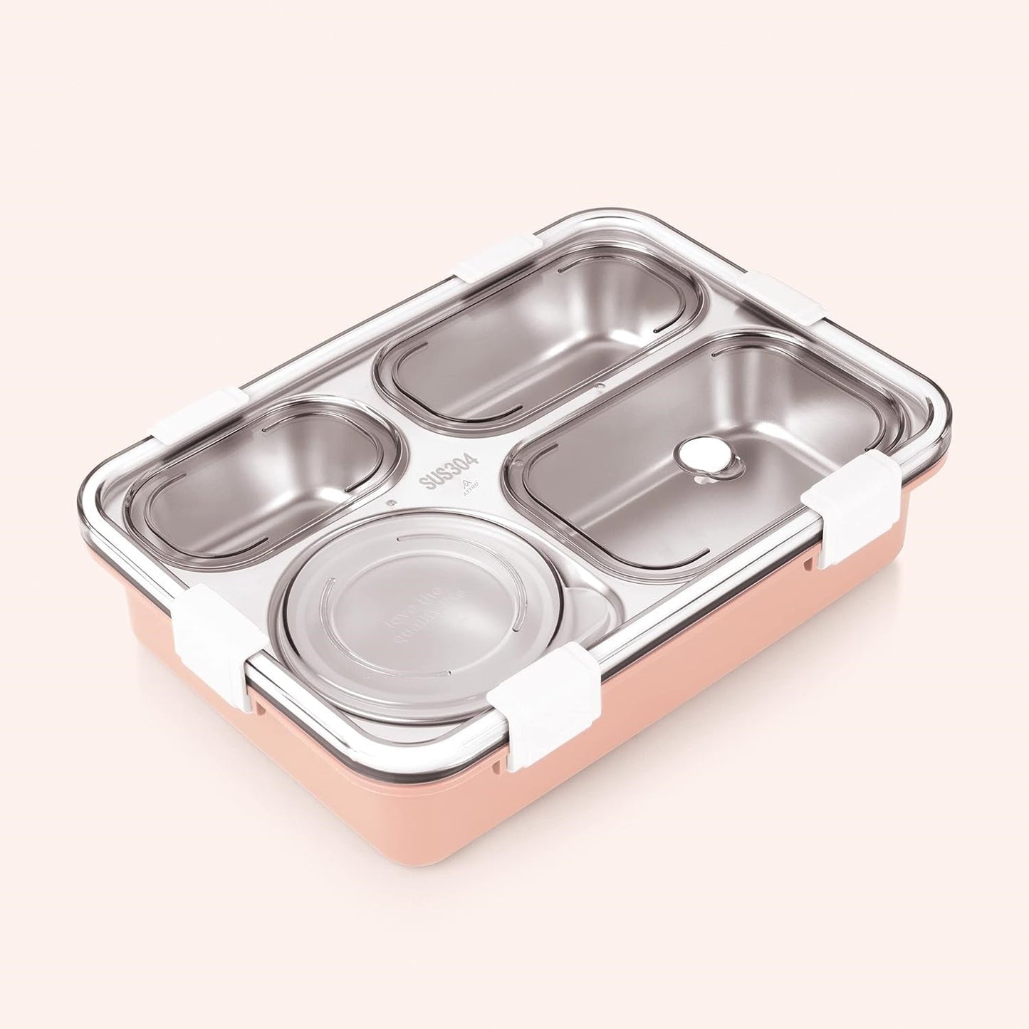 Buy 4 Compartment Stainless Steel Lunch Box With Dibbie at MyneeMoe Online In India