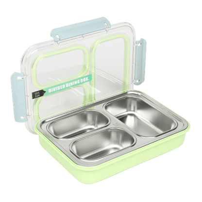 Buy Stylish 3 Compartment Bento Lunch Box Green at MyneeMoe Online In India