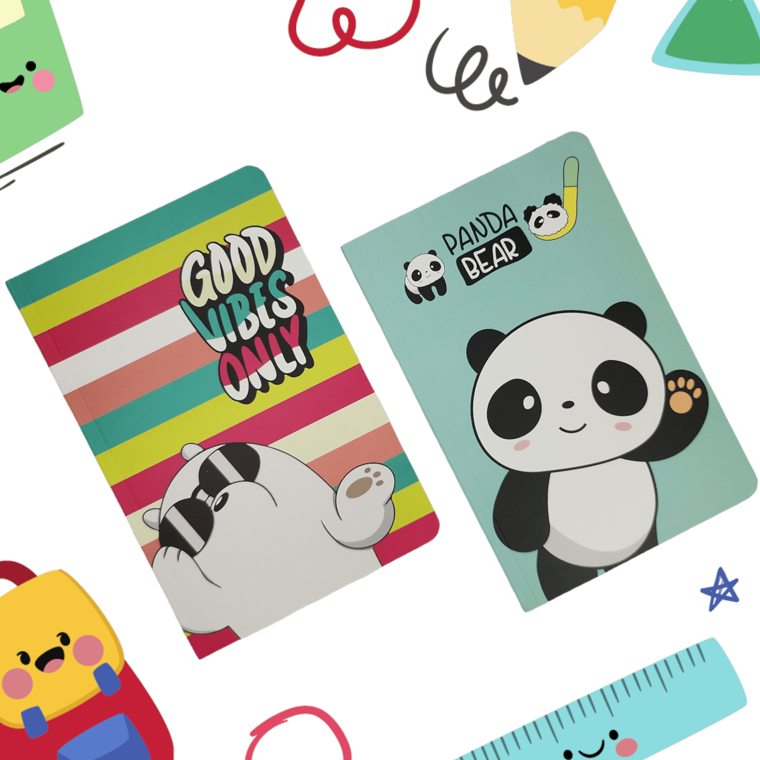 Buy Good Vibes Only & Panda Bear Notebook Combo (Pack Of 4) at Myneemoe Online In India