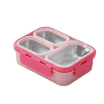 Buy Bite to Eat 3-Compartment Bento Lunch Box (620ml) Pink at Myneemoe Online In India