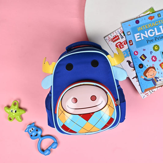 Buy Cute Cow Hard Shell School Bag For kindergarten (Blue) at Myneemoe Online In India