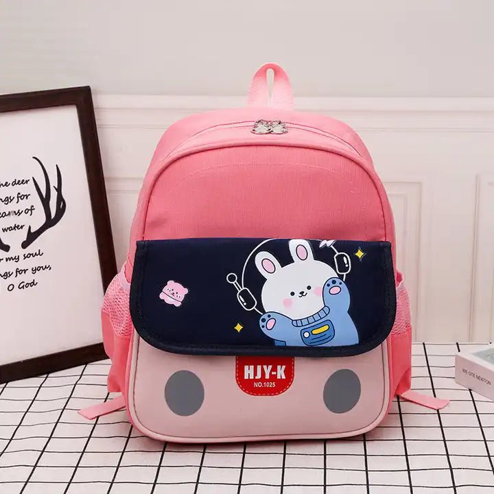 Cute Jungle Theme Backpack Adorable Sturdy Spacious Water Resistant Bag for Kids Pink Bunny