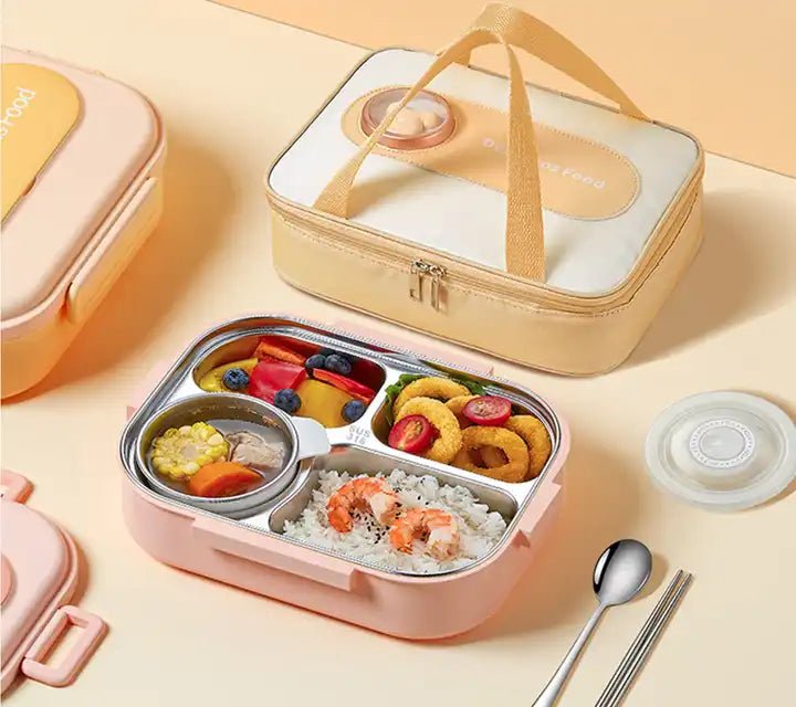 Delicious Meal Stainless Steel Lunch Box Insulated Lunch Bag Yellow Bear
