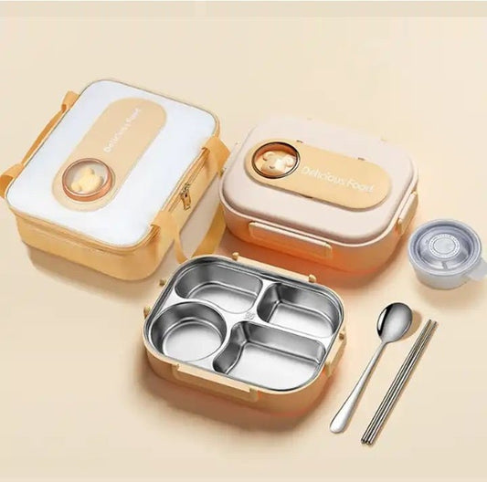 Buy Delicious Meal Stainless Steel Lunch Box Insulated Lunch Bag Yellow Bear at Myneemoe Online In India