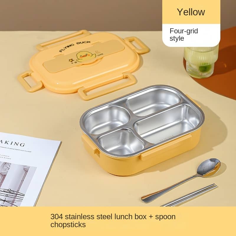 Buy MyneeMoe Flying Duck 4 Compartment Stainless Steel Kids Lunch Box with Insulated Bag - Kids Lunch Box at MyneeMoe Online In India