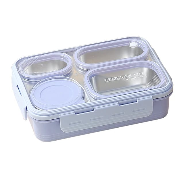 Buy Hearty Meal 4-Compartment Bento Lunch Box with Bowl Lavender at MyneeMoe Online In India