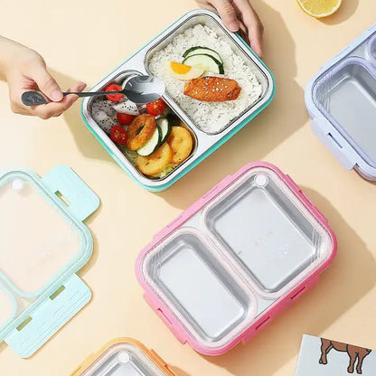 Buy Light Meal 2 Compartment Stainless Steel Bento Lunch Box With Cutlery at MyneeMoe Online In India