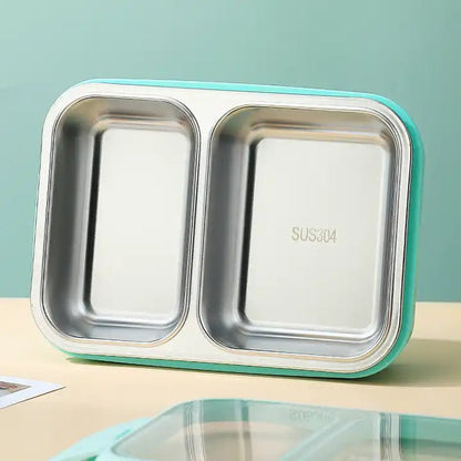 Buy Light Meal 2 Compartment Stainless Steel Bento Lunch Box With Cutlery at MyneeMoe Online In India