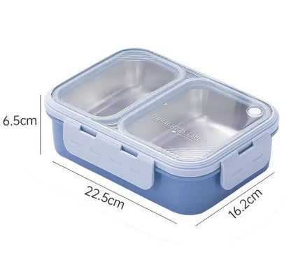 Buy Light Meal 2 Compartment Stainless Steel Bento Lunch Box With Cutlery at MyneeMoe Online In India