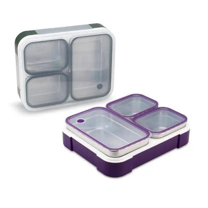 Buy Meal Station 3 Compartment Stainless Steel Bento Lunch Box with Bag at Myneemoe Online In India