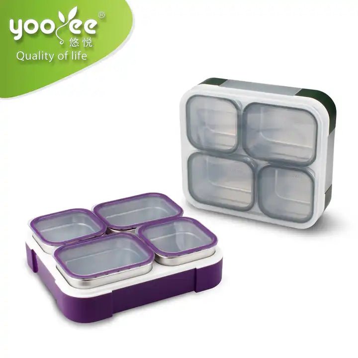 100% safe online checkout 4-Compartment Snack Container, Lunch Box