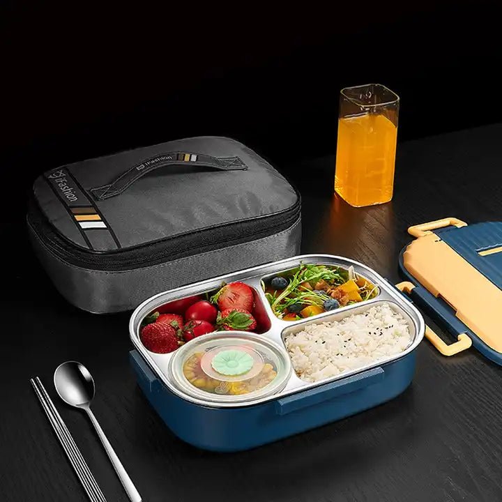 Stainless Steel 304 Divided Lunch Box Bento with Soup Bowl